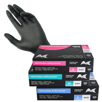 Artist Choice Nitrile Gloves Black Powder Free 100pk
