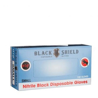 Black Shield Nitrile Disposable Black Gloves 100pk